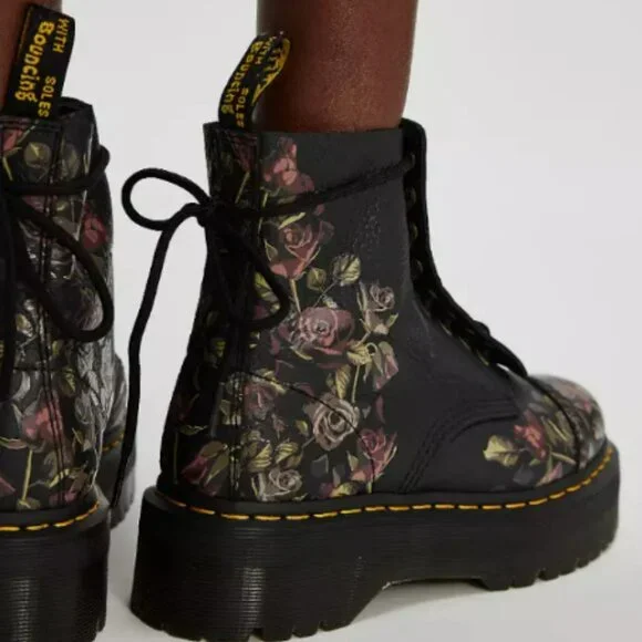 DR. MARTENS SINCLAIR DECAYED ROSES LEATHER PLATFORM BOOTS MSRP$280 Most Beloved - Picture 13 of 16